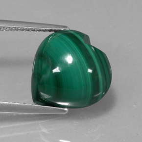 10.71克拉天然绿色孔雀石，心形，13×12.8毫米，不透明
