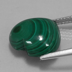 9.08克拉天然绿色孔雀石，心形，13.1×12.9毫米，不透明