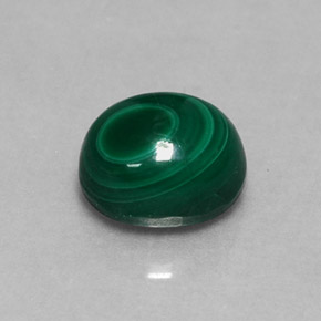 1.51克拉天然绿色孔雀石，椭圆形切割，6.4×5.3毫米，不透明