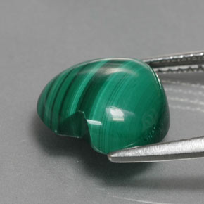 5.31克拉天然绿色孔雀石，心形，11.1×10.8毫米，不透明