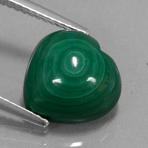 5.50克拉天然绿色孔雀石，心形，10.9×10.8毫米，不透明