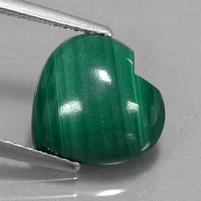 3.97克拉天然绿色孔雀石，心形，11.1×10.8毫米，不透明