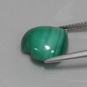 7.84克拉天然绿色孔雀石，心形，13×12.7毫米，不透明