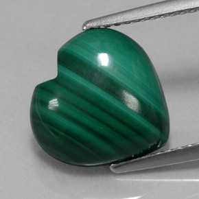 5.95克拉天然绿色孔雀石，心形，12×11.8毫米，不透明