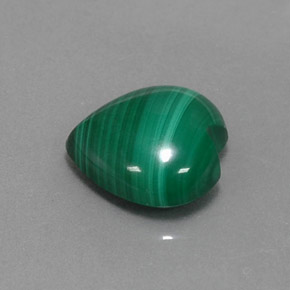 4.91克拉天然绿色孔雀石，心形，11×10.6毫米，不透明