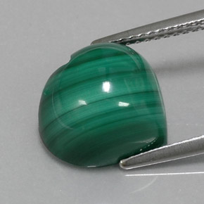 8.67克拉天然绿色孔雀石，心形，11.9×11.6毫米，不透明