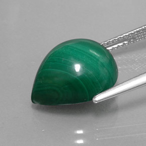 9.50克拉天然绿色孔雀石，梨形，13.3×11.2毫米，不透明