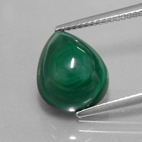 8.16克拉天然绿色孔雀石，梨形，13×10.5毫米，不透明