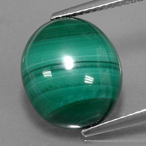 10.31克拉天然绿色孔雀石，椭圆形切割，13.8×12毫米，不透明