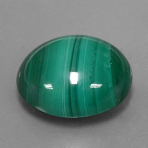 10.31克拉天然绿色孔雀石，椭圆形切割，13.8×12毫米，不透明