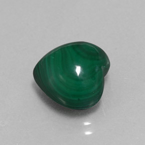 7.65克拉天然绿色孔雀石，心形，11×10.9毫米，不透明