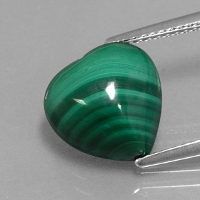7.34克拉天然绿色孔雀石，心形，11.3×11.1毫米，不透明