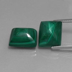14.35天然绿色孔雀石，长方形切工，11.2×9.2毫米，不透明