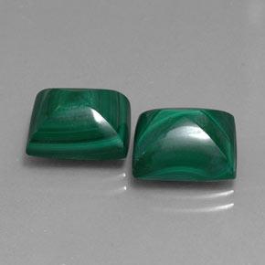 14.35天然绿色孔雀石，长方形切工，11.2×9.2毫米，不透明