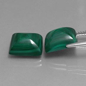 14.35天然绿色孔雀石，长方形切工，11.2×9.2毫米，不透明