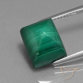 9.78克拉天然绿色孔雀石，长方形切工，11.3×9.2毫米，不透明