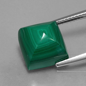 9.86克拉天然绿色孔雀石，方形，12.2×10.1毫米，不透明