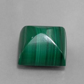 15.43克拉天然绿色孔雀石，方形，13×13毫米，不透明