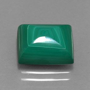 6.19克拉天然绿色孔雀石，长方形切工，10.9×9.2毫米，不透明
