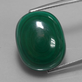 19.51克拉天然绿色孔雀石，椭圆形切割，17.1×13.8毫米，不透明