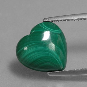 5.72克拉天然绿色孔雀石，心形，11.1×10.9毫米，不透明