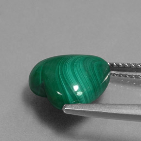 5.72克拉天然绿色孔雀石，心形，11.1×10.9毫米，不透明