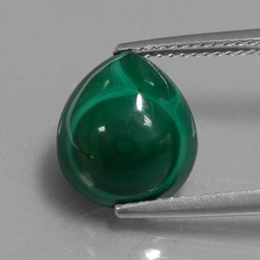 8.20克拉天然绿色孔雀石，梨形，12.1×10.2毫米，不透明