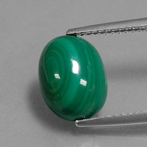 4.97克拉天然绿色孔雀石，椭圆形切割，11×8.3毫米，不透明