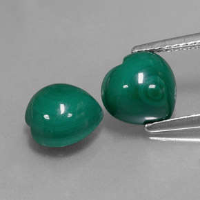 克拉天然孔雀石，心形，不透明