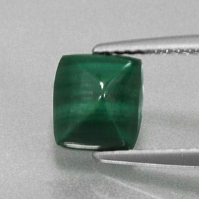2.17克拉天然绿色孔雀石，长方形切工，7.2×6.6毫米，不透明
