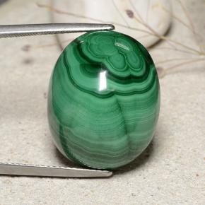 39.18克拉天然绿色孔雀石，椭圆形切割，21.5×17.5毫米，不透明