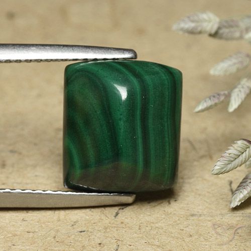 8.76ct 天然 中绿色 孔雀石, 狭长方形, 不透明