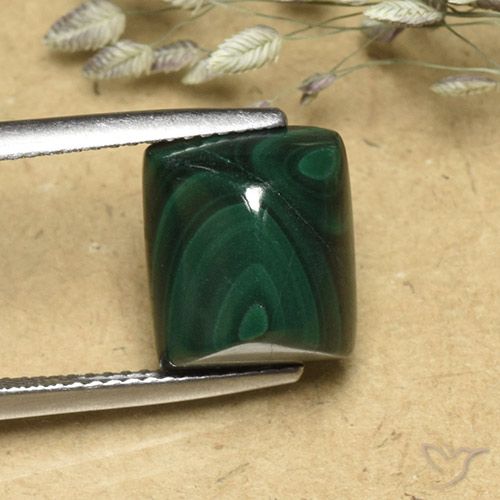 9.74ct 天然 松绿 孔雀石, 狭长方形, 不透明