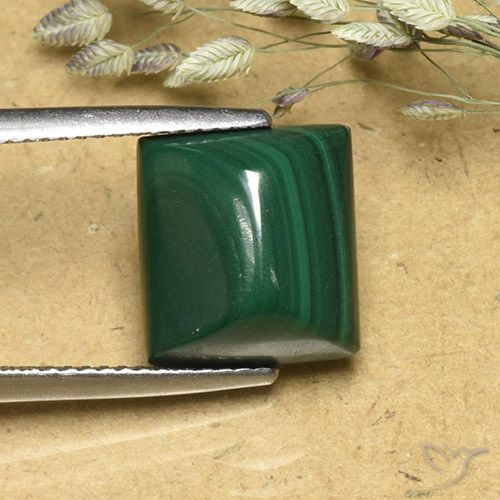 8.74ct 天然 绿色 孔雀石, 狭长方形, 不透明