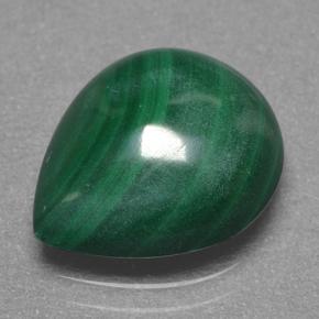 3.90克拉天然绿色孔雀石，梨形，10.9×9毫米，不透明