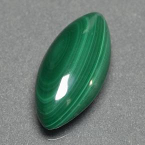 2.85克拉天然绿色孔雀石，马眼形，13×6.2毫米，不透明