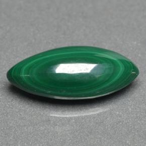 2.85克拉天然绿色孔雀石，马眼形，13×6.2毫米，不透明