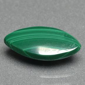 2.85克拉天然绿色孔雀石，马眼形，13×6.2毫米，不透明