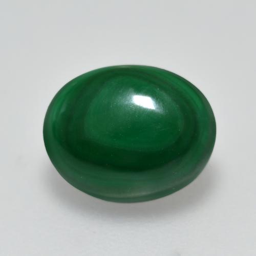 2.51克拉天然绿色孔雀石，椭圆形切割，8.6×6.9毫米，不透明