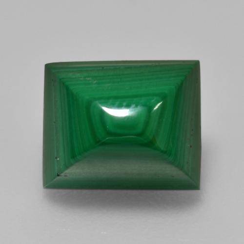 4.89克拉天然绿色孔雀石，长方形切工，9.6×7.9毫米，不透明