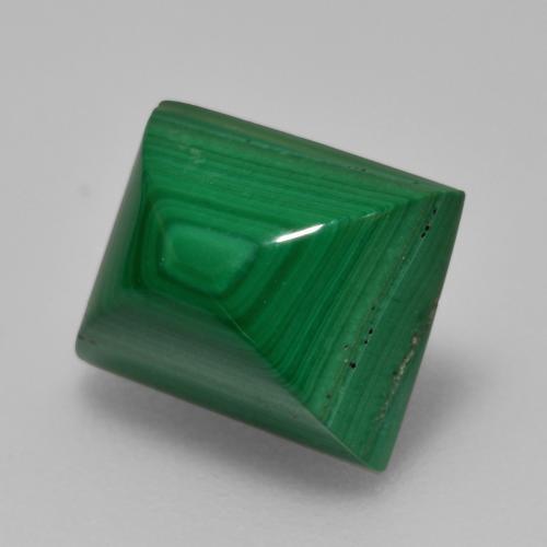 4.89克拉天然绿色孔雀石，长方形切工，9.6×7.9毫米，不透明