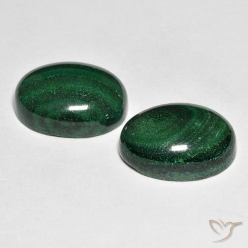 17.59天然绿色孔雀石，椭圆形切割，14.1×10.1毫米，不透明