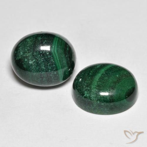 14.74天然绿色孔雀石，椭圆形切割，12×10毫米，不透明