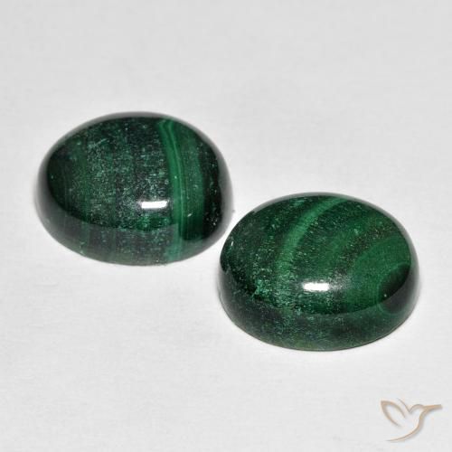 14.74天然绿色孔雀石，椭圆形切割，12×10毫米，不透明