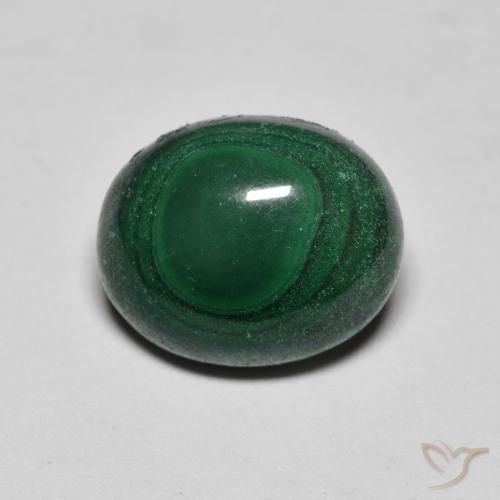 6.43克拉天然绿色孔雀石，椭圆形切割，11.9×9.7毫米，不透明