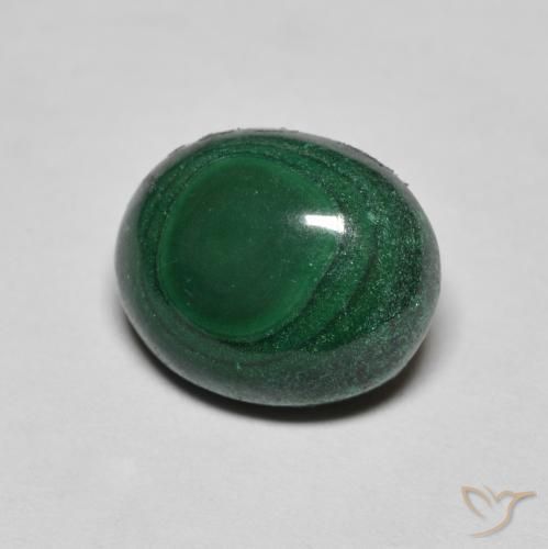 6.43克拉天然绿色孔雀石，椭圆形切割，11.9×9.7毫米，不透明