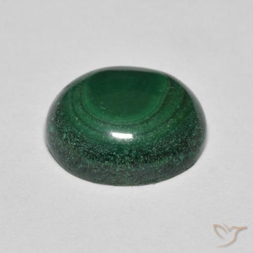 6.43克拉天然绿色孔雀石，椭圆形切割，11.9×9.7毫米，不透明
