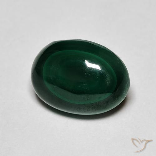 5.64ct 天然 暗绿色 孔雀石, 椭圆形, 不透明