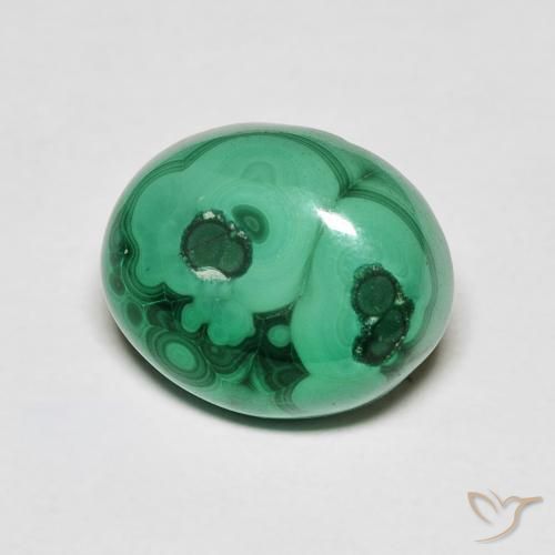6.76克拉天然孔雀石，椭圆形，不透明