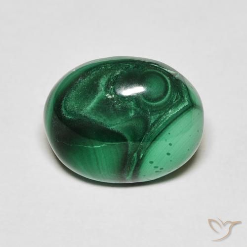 6.65克拉天然绿色孔雀石，椭圆形切割，12.4×10.1毫米，不透明